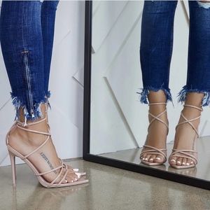 Pointed toe Strappy ankle strap heel stiletto 8